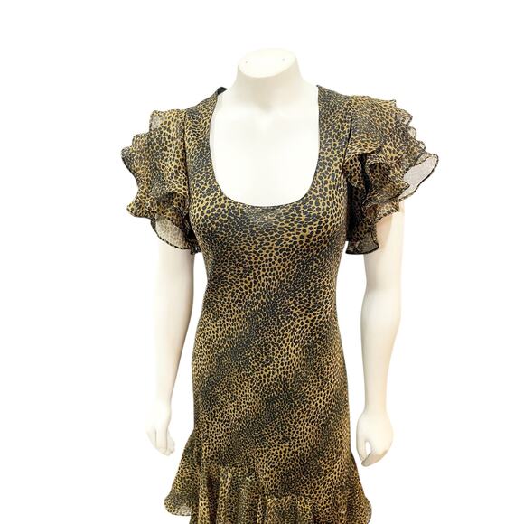 Newport News Shape FX Leopard Ruffle Maxi Gown Sz 14 - Picture 6 of 10